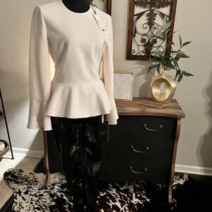 Elizabeth and James White Peplum Blouse